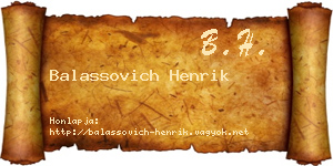 Balassovich Henrik névjegykártya